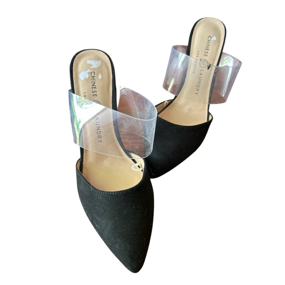 Chinese Laundry Black Mules Sleek Suede Design